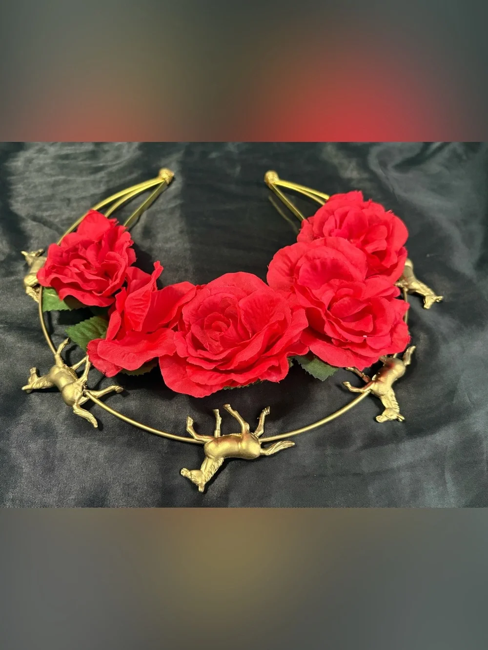 Sale‼️ Red Rose Halo Headpiece Floral Kentucky Derby Crown
